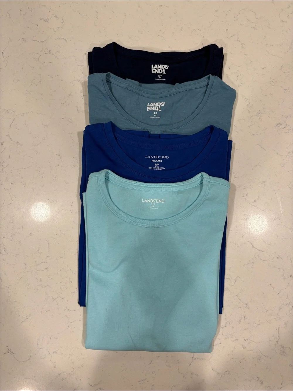 Lands' End Women's Bundle Short Sleeve Crewneck Tees